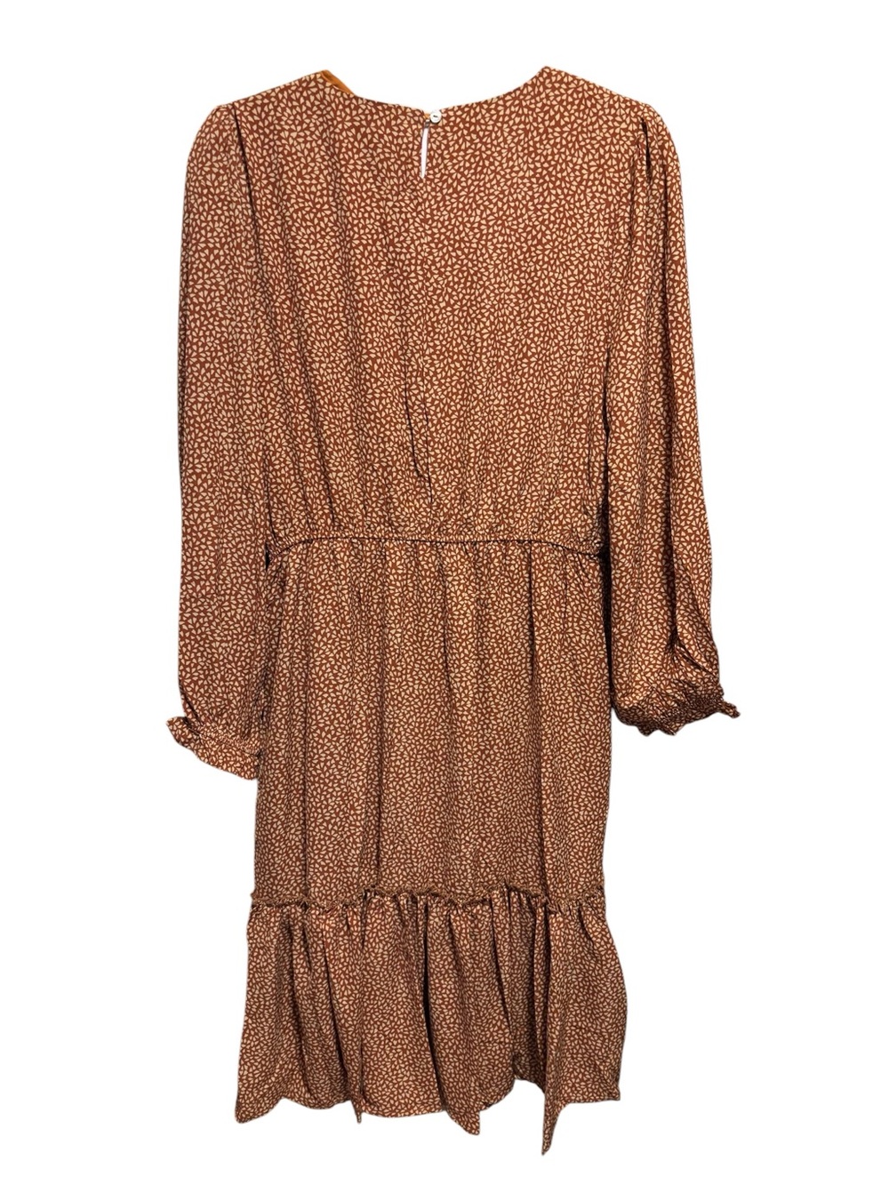 Smocked Waist Midi Dress in Rust Dots / Hearts Pockets Lined Prairie - Picture 6 of 9